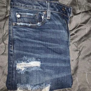 American Eagle Dark Washed High Waist Mom Jeans.